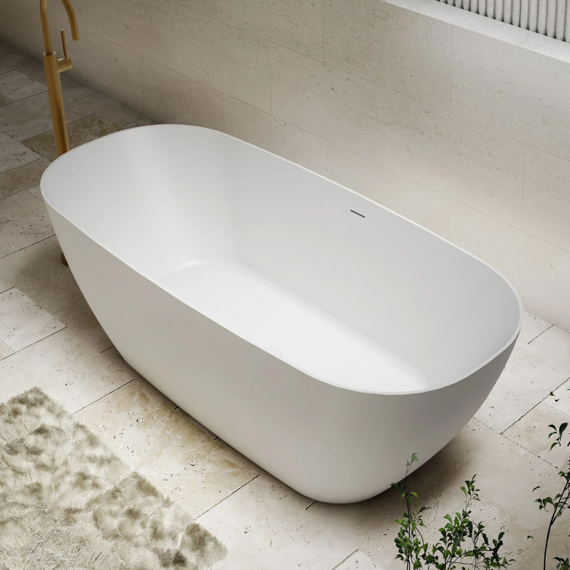 Cassa Design Rec Slimline 1700mm Acrylic Freestanding Bath Includes Overflow - Matte White