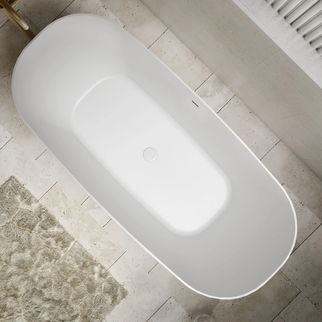 Cassa Design Rec Slimline 1700mm Acrylic Freestanding Bath Includes Overflow - Matte White - BT-RE1700M