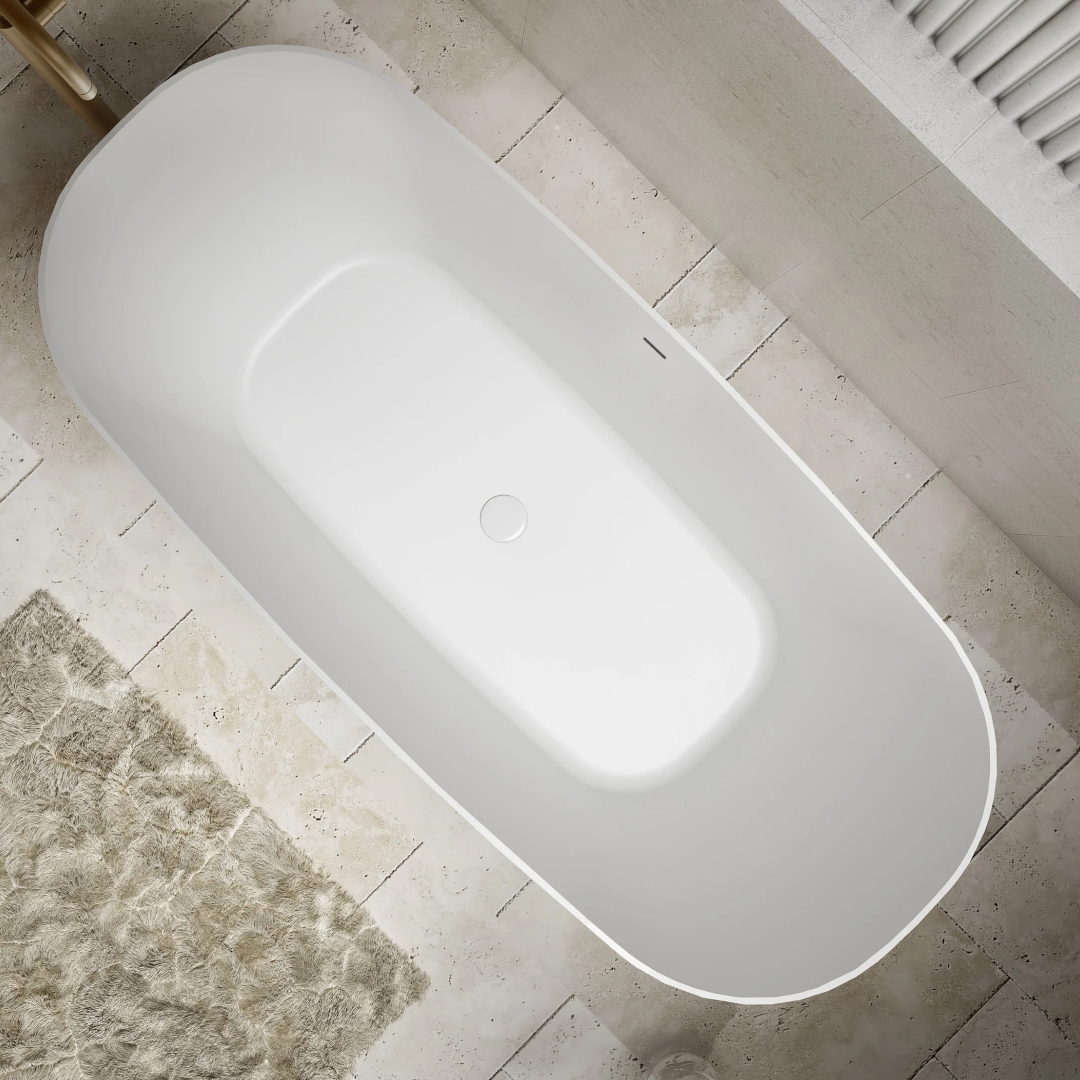 Cassa Design Rec Slimline 1700mm Acrylic Freestanding Bath Includes Overflow - Matte White - BT-RE1700M