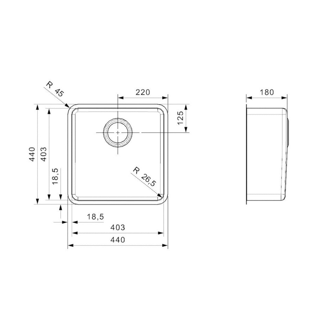 Reginox Royal Main Bowl Sink - Midnight Sky - R27066