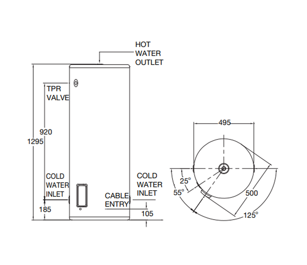 Installed Rheem Stellar® 125L 3.6kW Stainless Steel Electric Water Heater - 4A1125G7-INSTALL