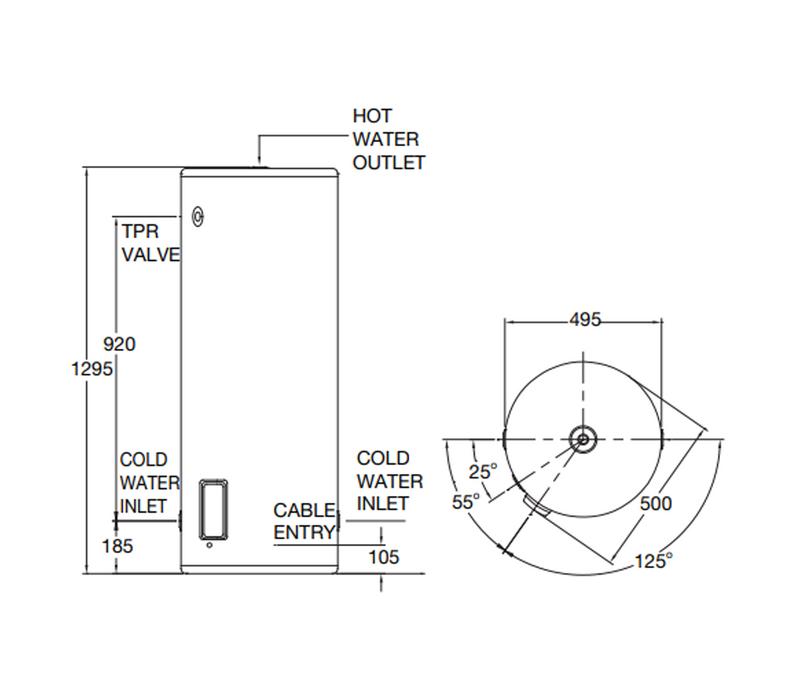 Installed Rheem Stellar® 125L Stainless Steel Electric Water Heater