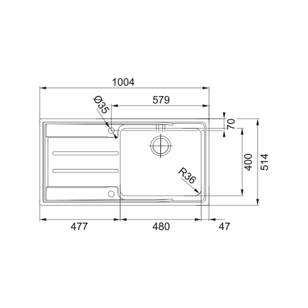 Franke Aton ANX211LHD Single Bowl Flushmount / Topmount Sink 2 Tap Holes - Left Hand Drainer