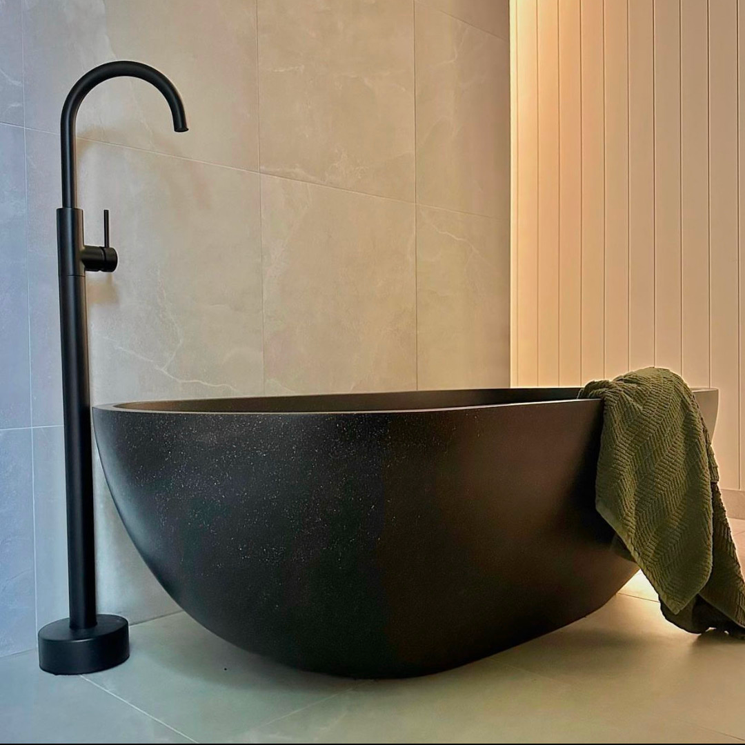 Pietra Bianca Ryese 1600mm Freestanding Bath - Charcoal - PB4100-16-C