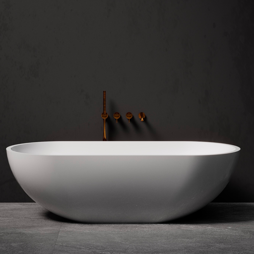 Pietra Bianca Ryese 1600mm Freestanding Bath - Charcoal - PB4100-16-C