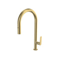 Parisi Slim 30 Kitchen Mixer with Round Spout and Pull Out Spray - Brushed Brass