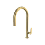 Parisi Slim 30 Kitchen Mixer with Round Spout and Pull Out Spray - Brushed Brass
