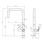 Parisi Slim 30 Kitchen Mixer with Square Spout - Brushed Brass