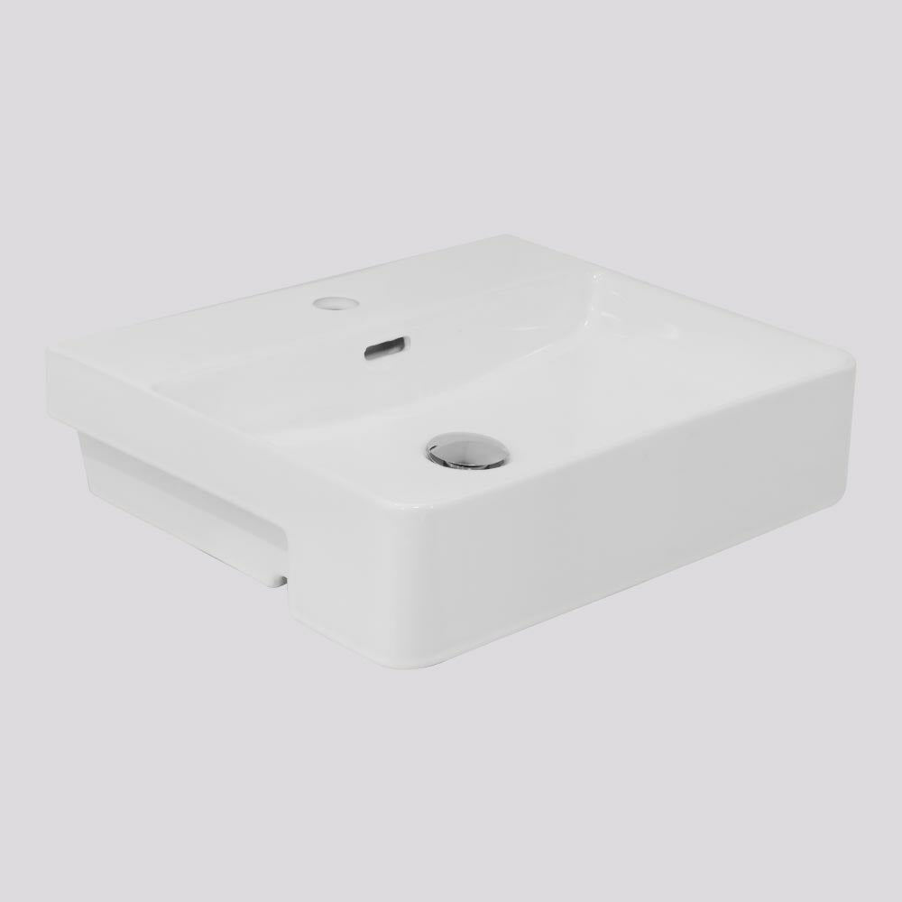 Argent Zen Neu 500 Semi Recessed Basin - 1 Tap Hole Gloss White - S4050