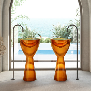 Cassa Wow Translucency Pedestal Basin - Golden Beige - SB4590GB