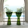 Cassa Wow Translucency Pedestal Basin - Emerald Green - SB4590EG