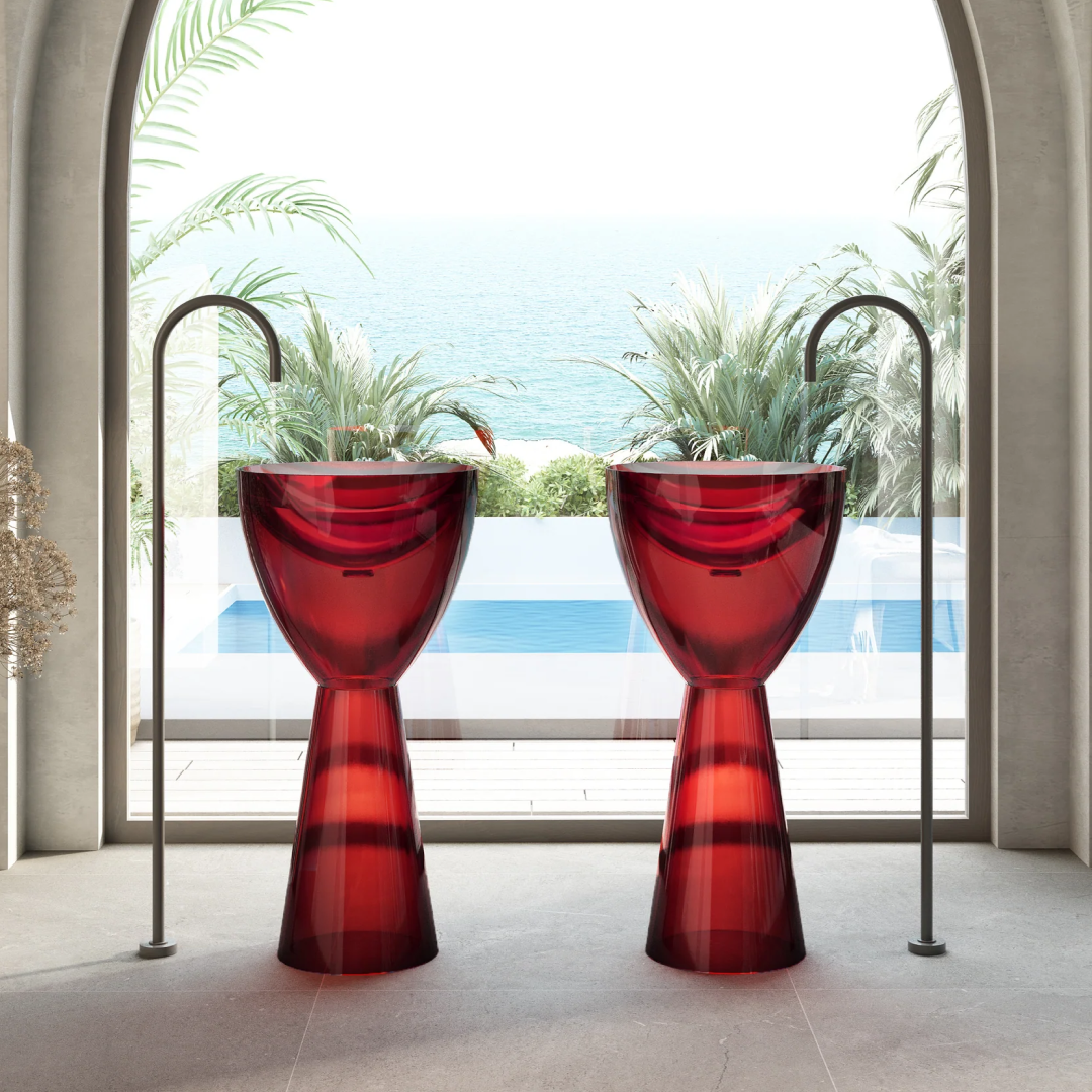Cassa Wow Translucency Pedestal Basin - Vivid Red - SB4590VR