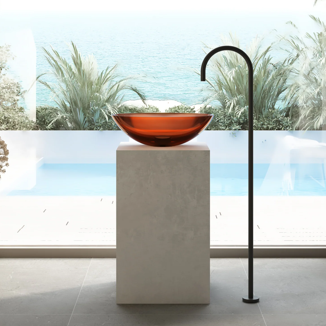 Cassa Design Wow Translucency Oval Above Counter Basin - Amber Brown - SBO5036AB