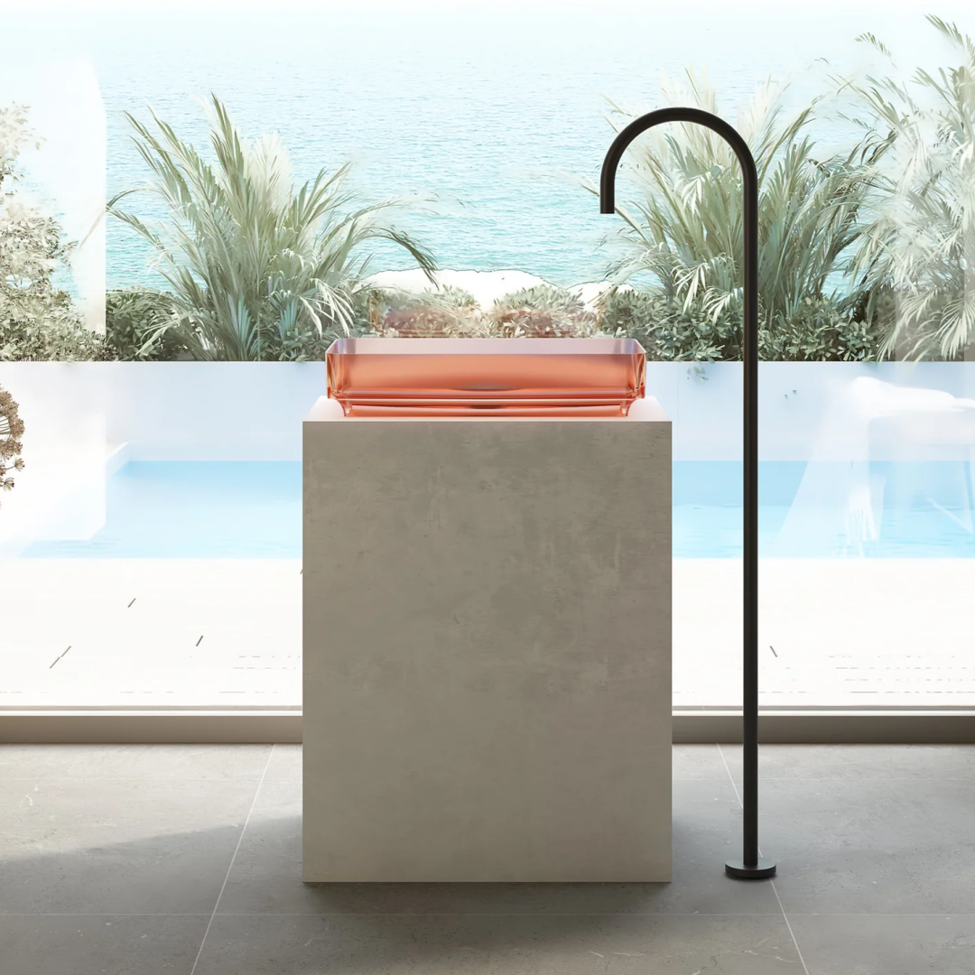 Cassa Design Wow Translucency Rectangular Above Counter Basin - Faint Pink - SBS5036FP