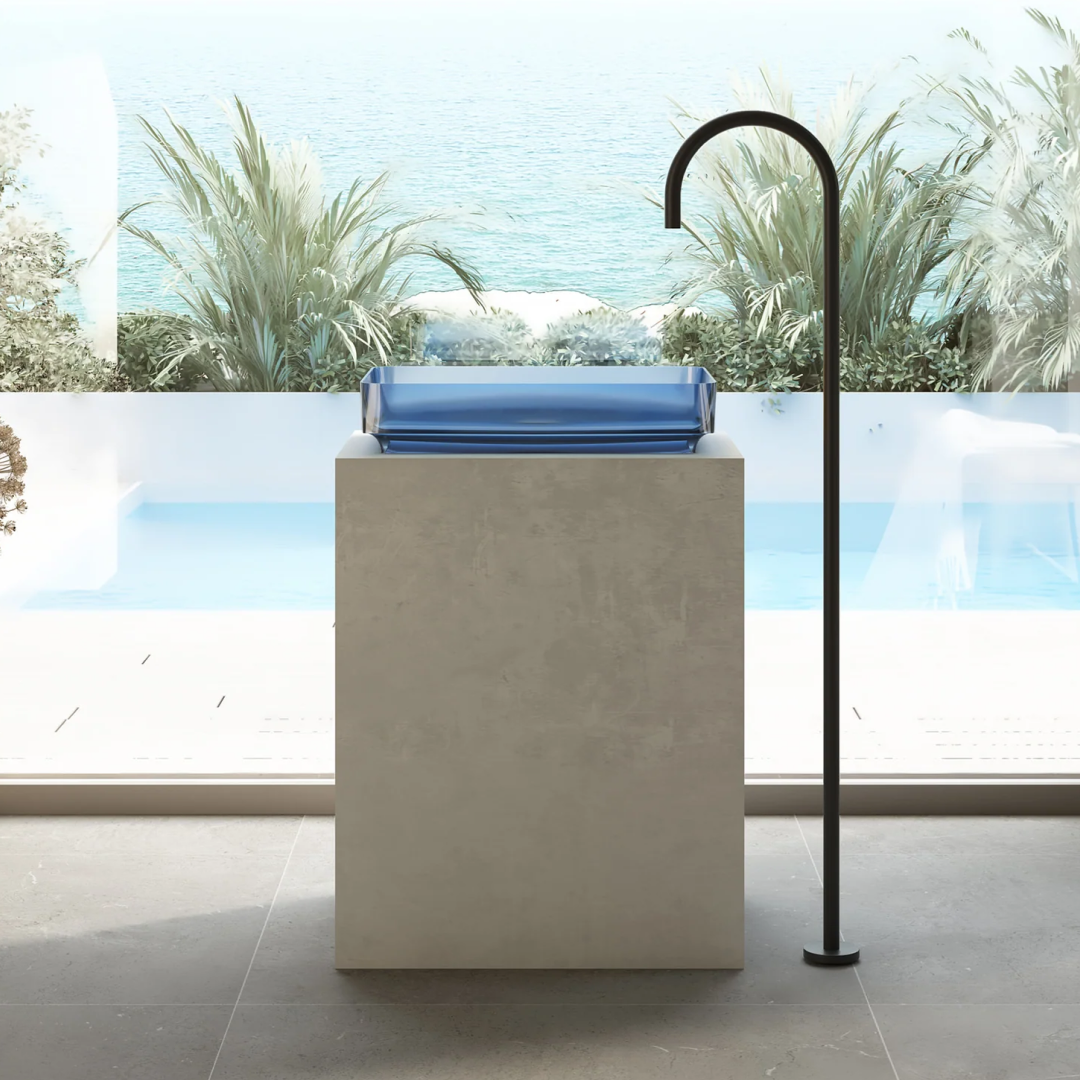 Cassa Design Wow Translucency Rectangular Above Counter Basin - Sky Blue - SBS5036SB