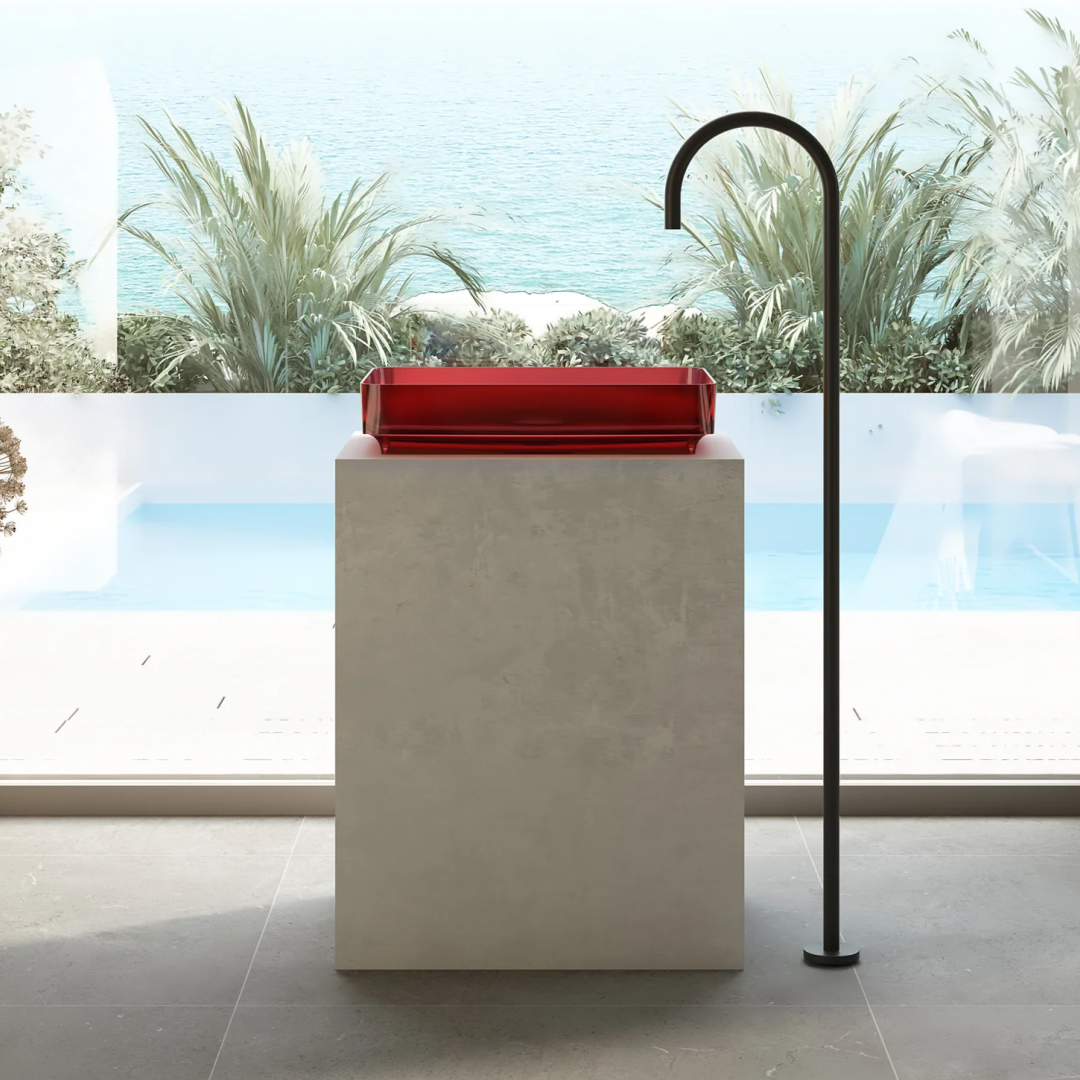 Cassa Design Wow Translucency Rectangular Above Counter Basin - Vivid Red - SBS5036VR