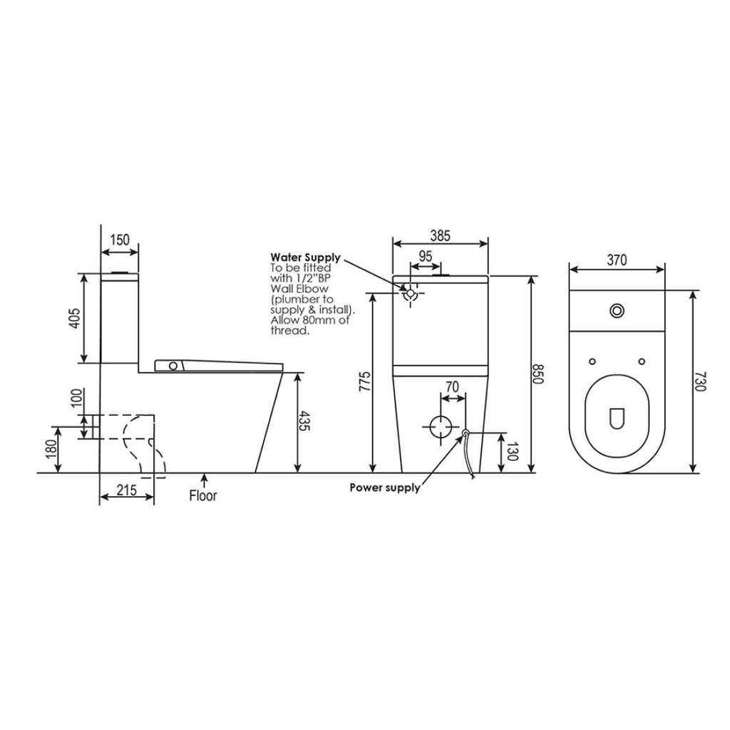 Argent Evoke Back to Wall Smart Toilet - SBTW200