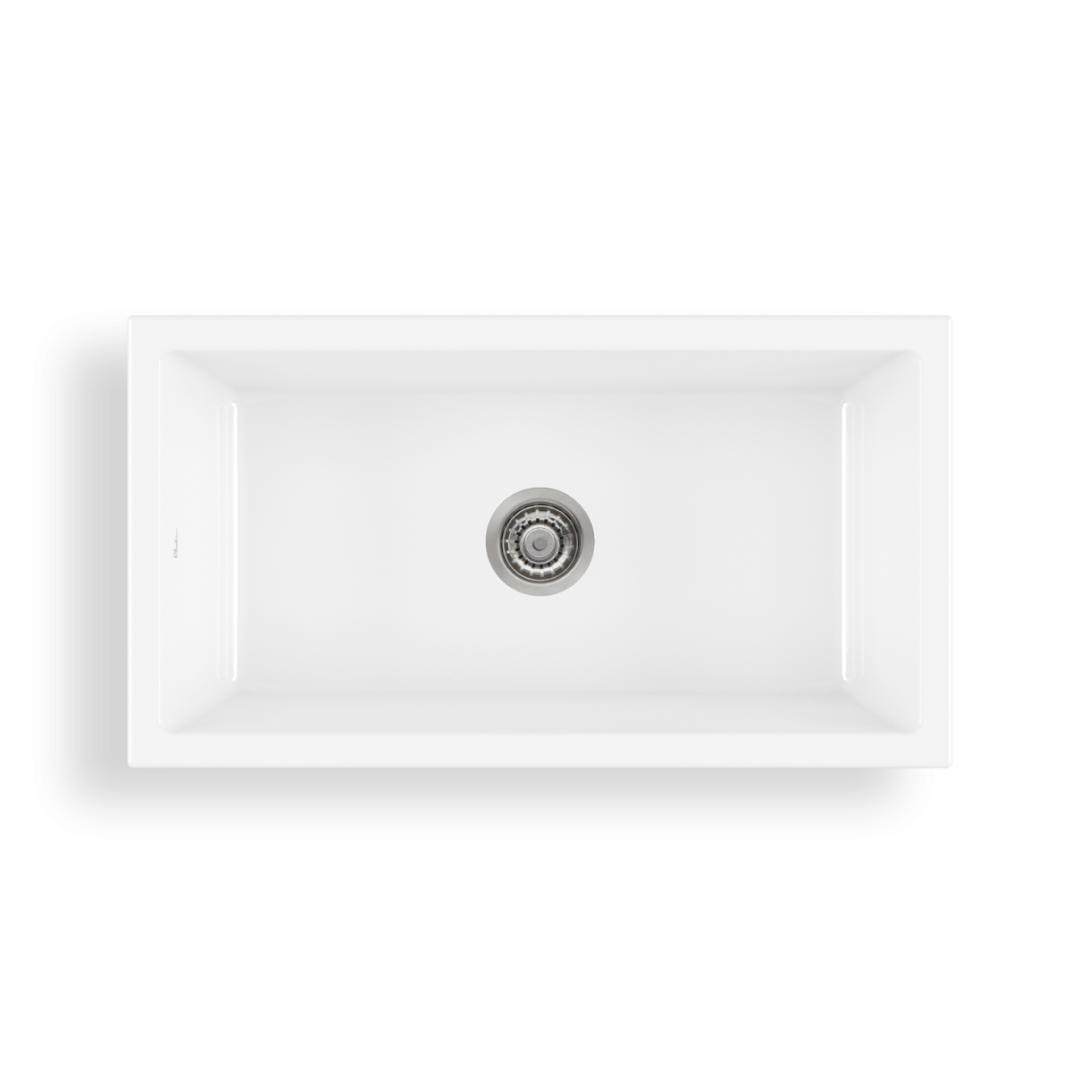 Oliveri Sicily Fireclay Farmhouse Countertop or Undermount Sink - Gloss White - SC-WH1980