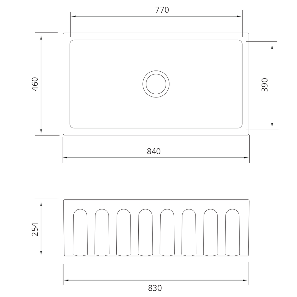 Oliveri Sicily Fireclay Farmhouse Countertop or Undermount Sink - Gloss White - SC-WH1980