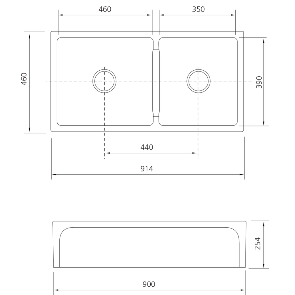 Oliveri Sicily Fireclay Farmhouse 1 & 3/4 Countertop or Undermount Sink - Gloss White - SC-WH1984