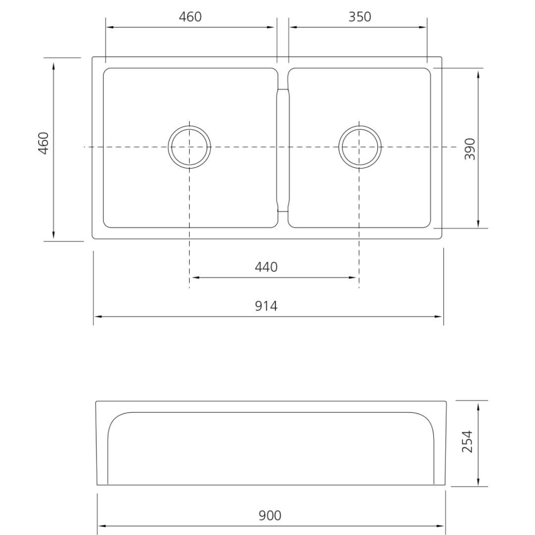 Oliveri Sicily Fireclay Farmhouse 1 & 3/4 Countertop or Undermount Sink - Gloss White - SC-WH1984