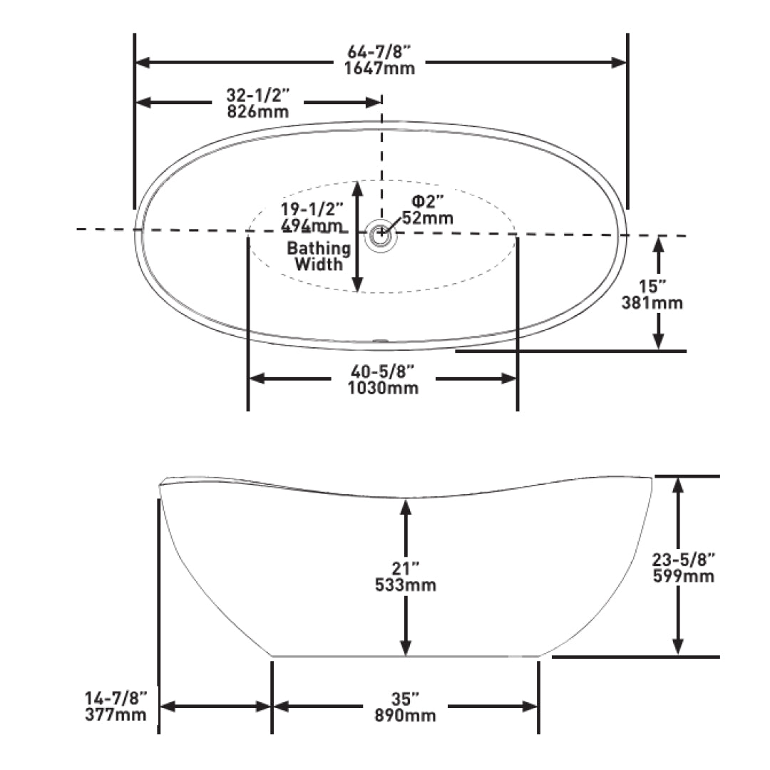 Victoria + Albert Seros 1650 Freestanding Bath - Matte White - SE1M-N-SM-NO