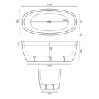 Decina Sheraton 1600 Freestanding Bath - SH1600WIO