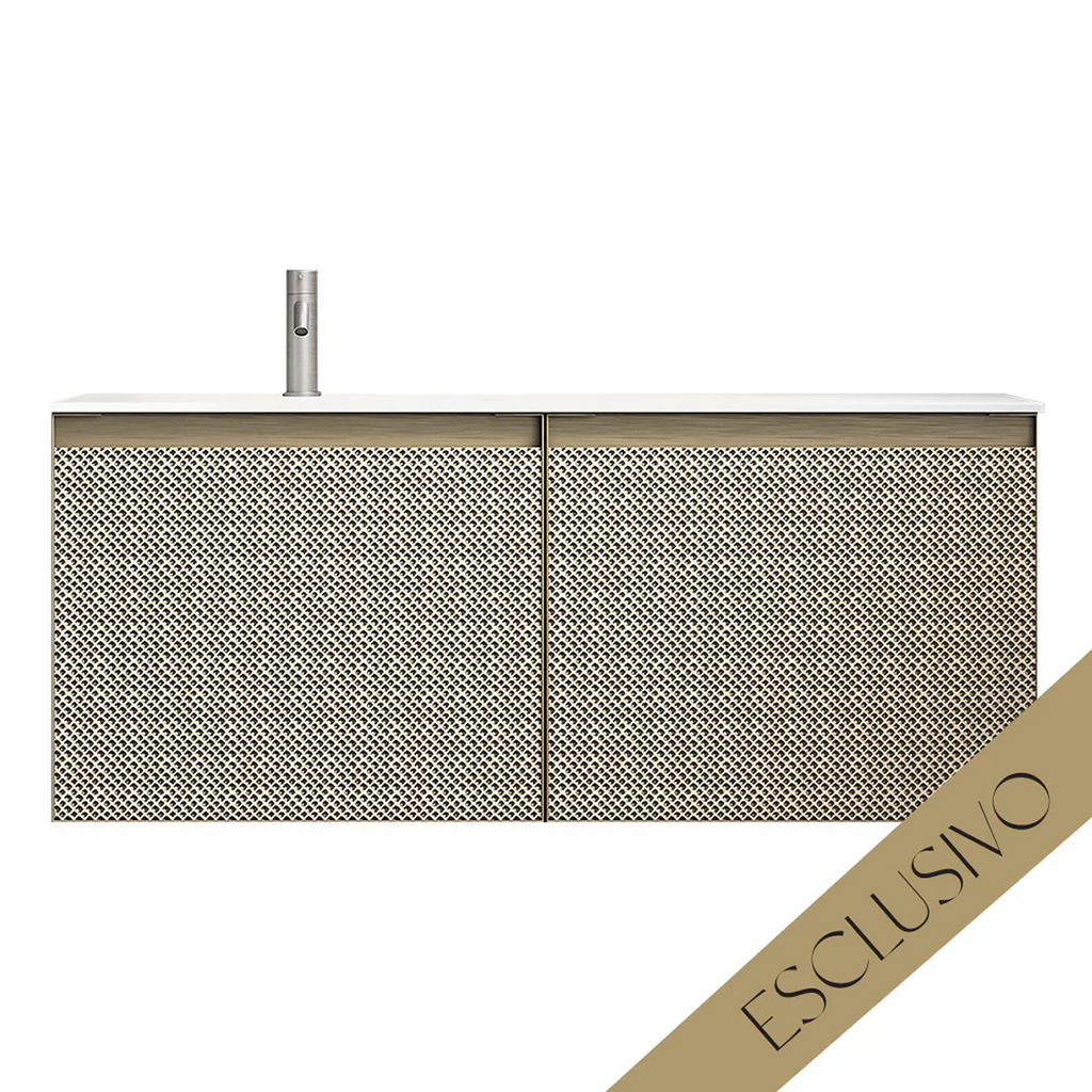 Parisi Esclusivo Skin 1200 Wall Cabinet Filo Argento with Opalite Bianco Left Bowl Top - 1 Tap Hole SK-1201L-FA-OB