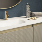 Parisi Esclusivo Skin 1200 Wall Cabinet Filo Argento with Opalite Bianco Left Bowl Top - 1 Tap Hole SK-1201L-FA-OB