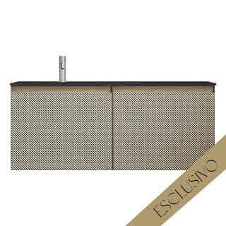 Parisi Esclusivo Skin 1200 Wall Cabinet Filo Argento with Opalite Nero Left Hand Bowl Top - 1 Tap Hole SK-1201L-FA-ON