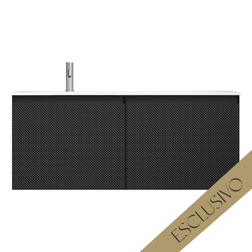 Parisi Esclusivo Skin 1200 Wall Cabinet Filo Ghisa with Opalite Bianco Left Bowl Top - 1 Tap Hole SK-1201L-FG-OB