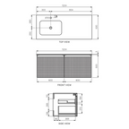 Parisi Esclusivo Skin 1200 Wall Cabinet Filo Mercurio with Opalite Bianco Left Bowl Top - 1 Tap Hole SK-1201L-FM-OB