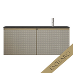 Parisi Esclusivo Skin 1200 Wall Cabinet Filo Argento with Opalite Nero Right Bowl Top - 1 Tap Hole SK-1201R-FA-ON