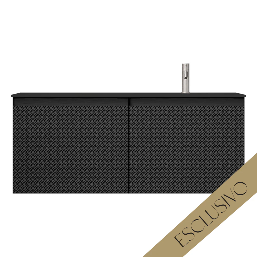 Parisi Esclusivo Skin 1200 Wall Cabinet Filo Ghisa with Opalite Nero Right Bowl Top - 1 Tap Hole SK-1201R-FG-ON