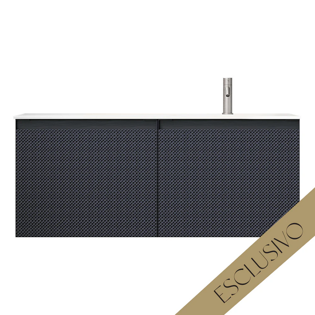 Parisi Esclusivo Skin 1200 Wall Cabinet Filo Mercurio with Opalite Bianco Right Bowl Top - 1 Tap Hole SK-1201R-FM-OB