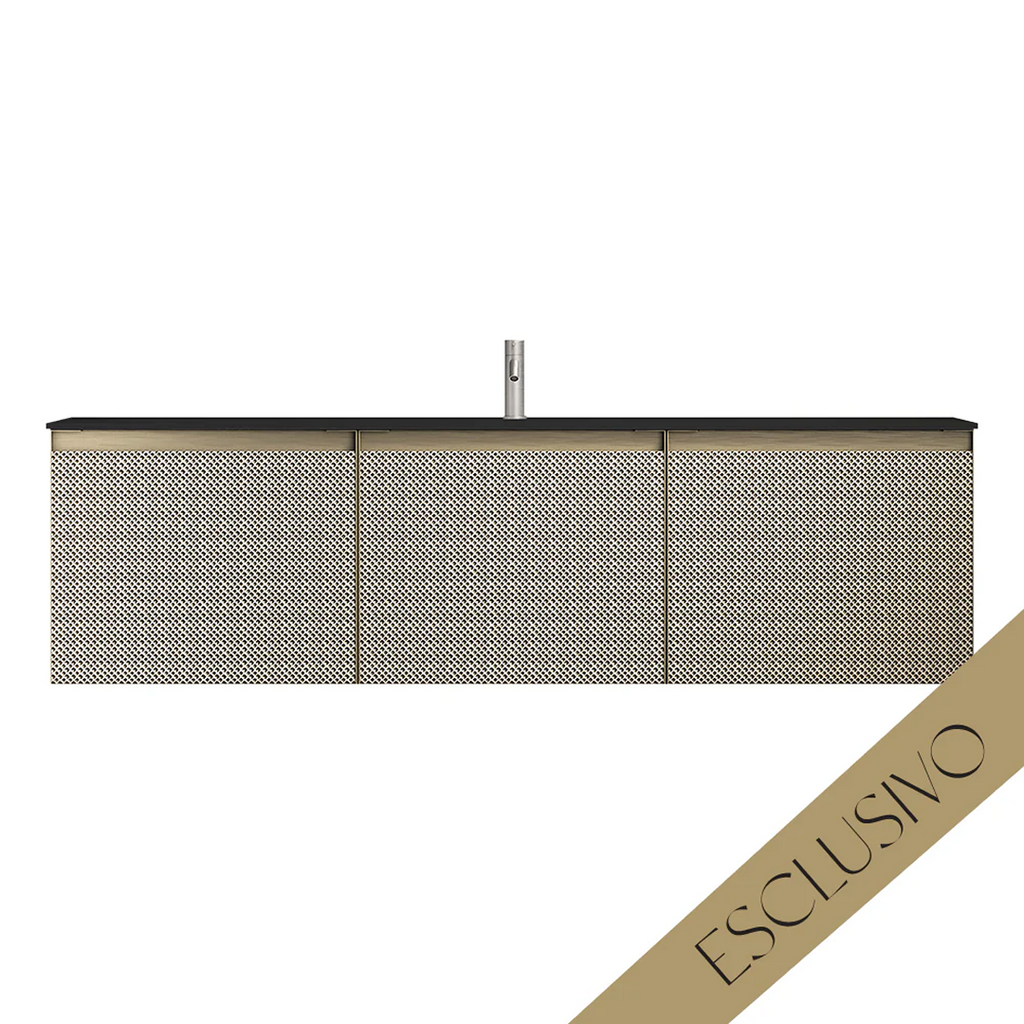 Parisi Esclusivo Skin 1800 Wall Cabinet Filo Argento with Opalite Nero Bowl Top - 1 Tap Hole SK-1801-FA-ON