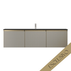 Parisi Esclusivo Skin 1800 Wall Cabinet Filo Argento with Opalite Nero Bowl Top - 1 Tap Hole SK-1801-FA-ON
