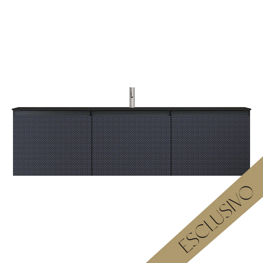 Parisi Esclusivo Skin 1800 Wall Cabinet Filo Mercurio with Opalite Nero Bowl Top - 1 Tap Hole SK-1801-FM-ON