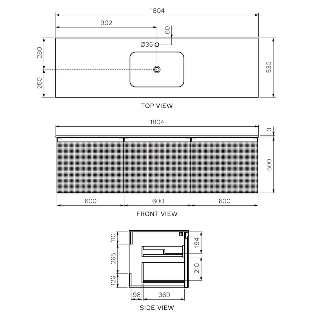 Parisi Esclusivo Skin 1800 Wall Cabinet Filo Mercurio with Opalite Bianco Bowl Top - 1 Tap Hole SK-1801-FM-OB