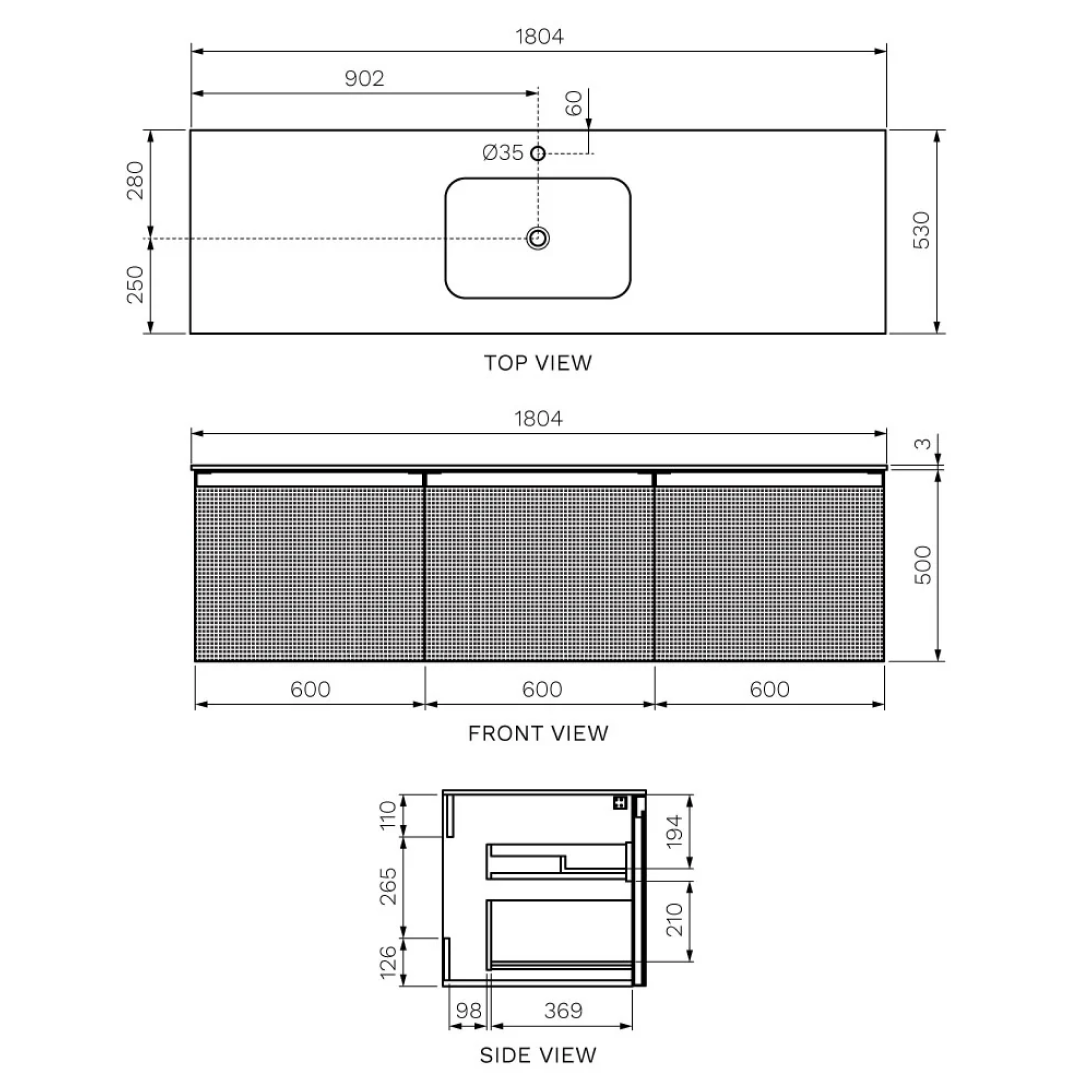 Parisi Esclusivo Skin 1800 Wall Cabinet Filo Mercurio with Opalite Bianco Bowl Top - 1 Tap Hole SK-1801-FM-OB
