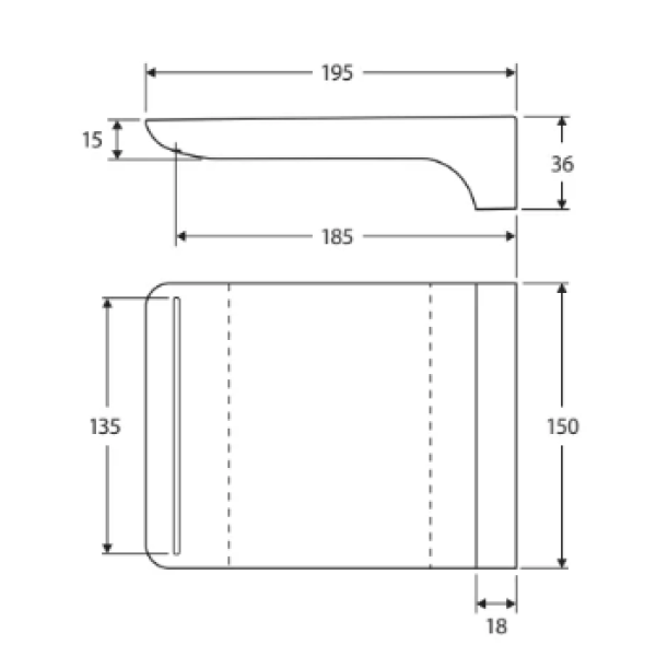 Fienza Harmon Wall Waterfall Bath Spout - Chrome - SP8041