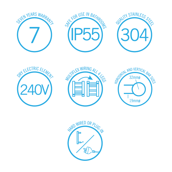 Thermorail 240V Round 550 Ladder Heated Towel Rail - SR25MBB Brushed Brass