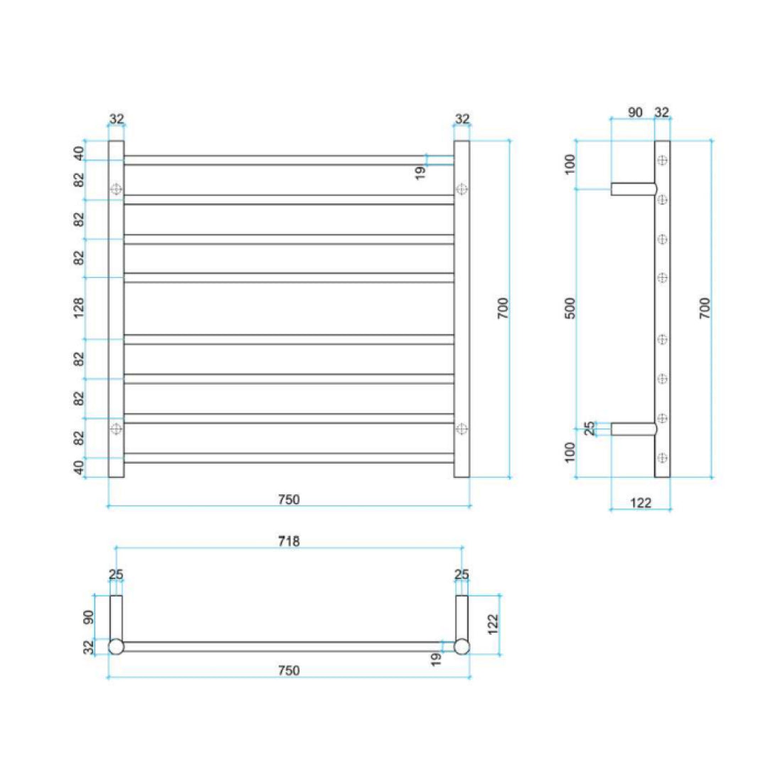 Thermorail240V Round 750 Heated Towel Rail - SR33MB Matte Black
