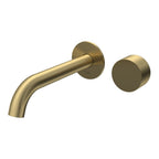 Parisi Stereo Wall Mixer with 190mm Spout (Individual Flanges) - Brushed Brass - SS.01-2RF190C.46