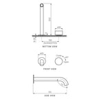 Parisi Stereo Wall Mixer with 190mm Spout (Individual Flanges) - Matt Bronze - SS.01-2RF190C.48