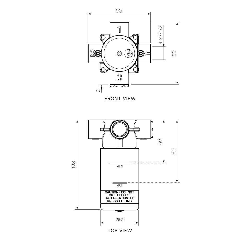 Parisi Stereo In Wall Body for Inline Diverter - SS.04-I