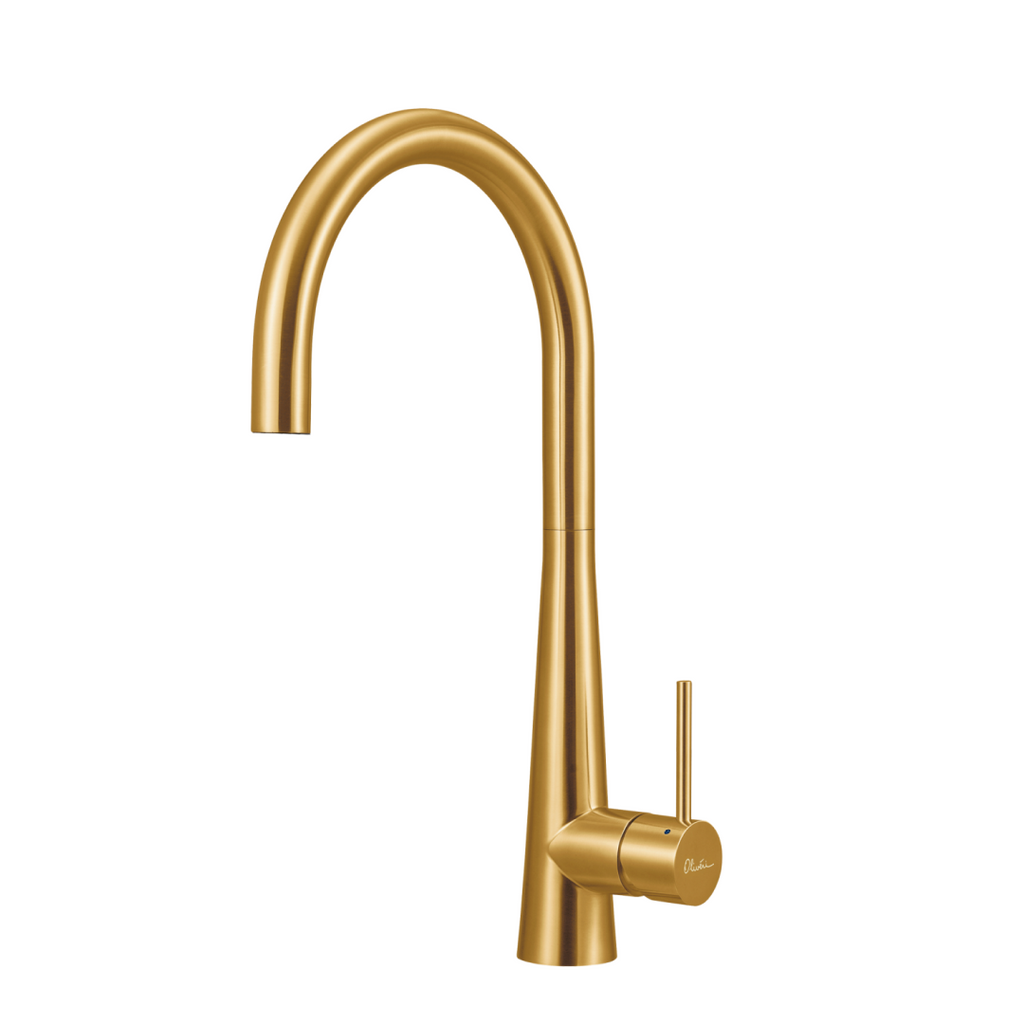 Oliveri Essente SS316 Gooseneck Sink Mixer - Brushed Gold - SS31620-AU