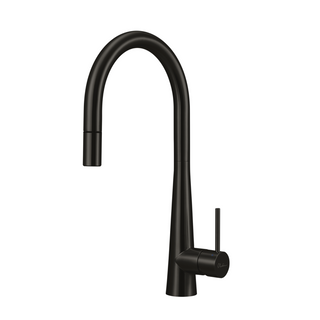 Oliveri Essente SS316 Gooseneck Pull Out Sink Mixer - Brushed Black - SS31625-BL