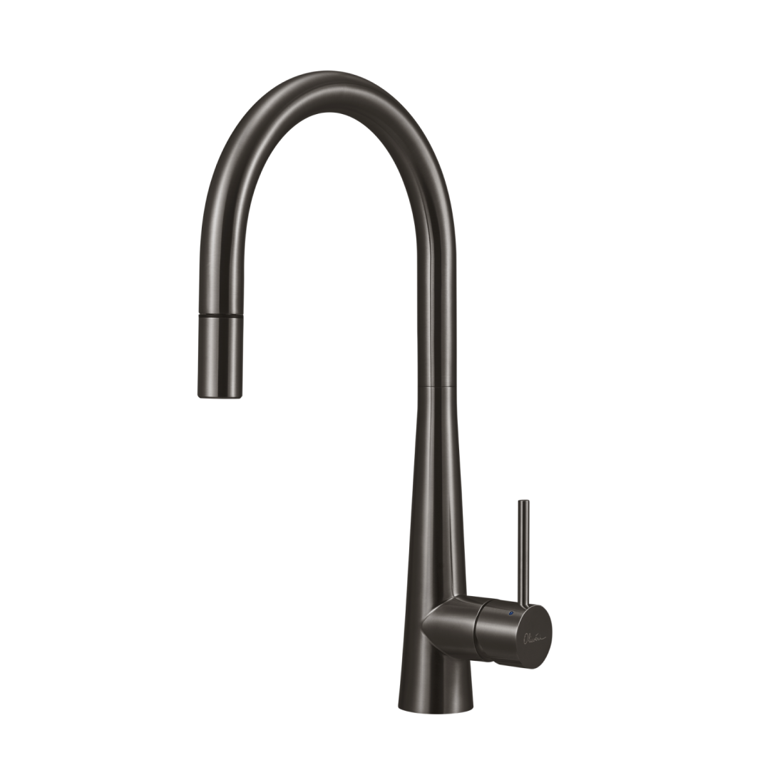 Oliveri Essente SS316 Gooseneck Pull Out Sink Mixer - Gun Metal - SS31625-GM