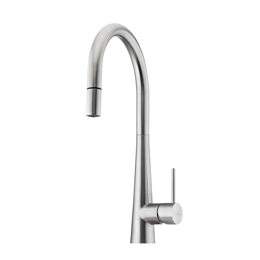 Oliveri Essente SS316 Gooseneck Pull Out Sink Mixer - Natural Stainless Steel - SS31625